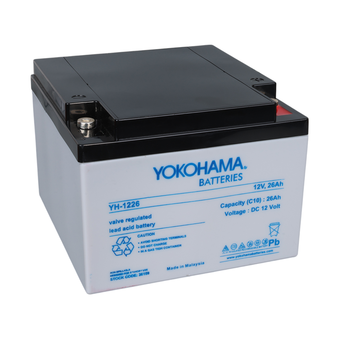 YOKOHAMA YH-1226 12 VOLT - 26 AMPER KURU AKÜ (165 X 176 X 125 MM) (8KG)