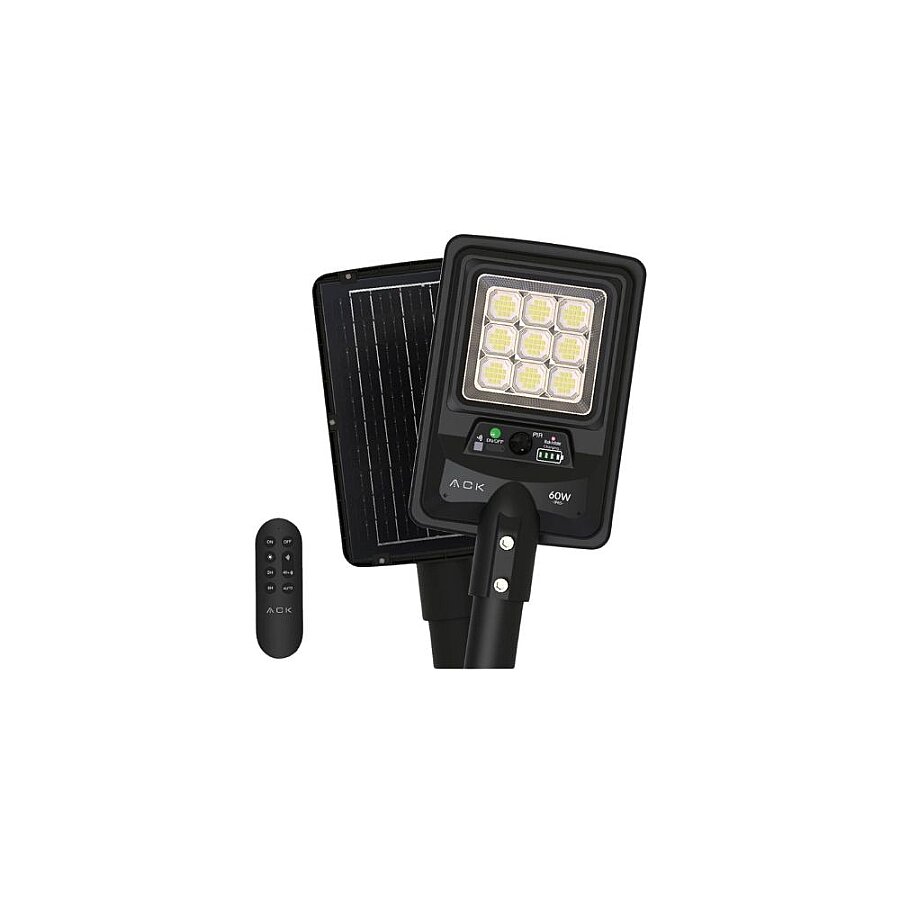 ACK AT42-06031 60W Solar Sokak Armatürü 900 Lümen 6500K Beyaz Işık IP65