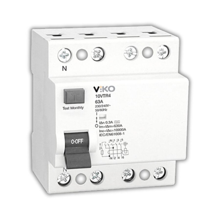 Viko 10VTR4-100300/A 4x100A 300mA A Tip Kaçak Akım Koruma Rölesi 10kA