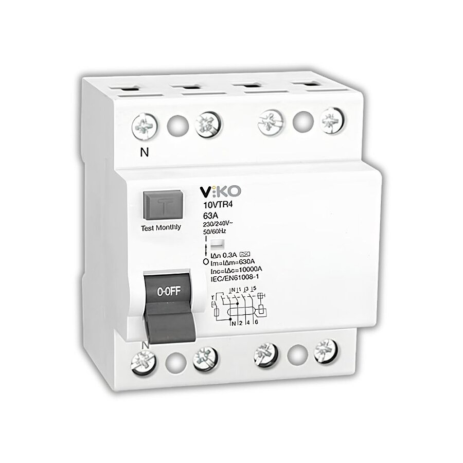 Viko 10VTR4-80300/A 4x80A 300mA A Tip Kaçak Akım Koruma Rölesi 10kA