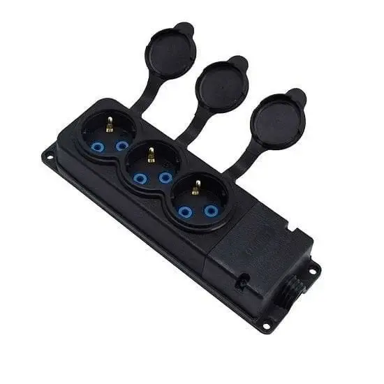 BYLION 3KMP-F Siyah Kauçuk Monofaze Üçlü Grup Priz IP44 F Tipi