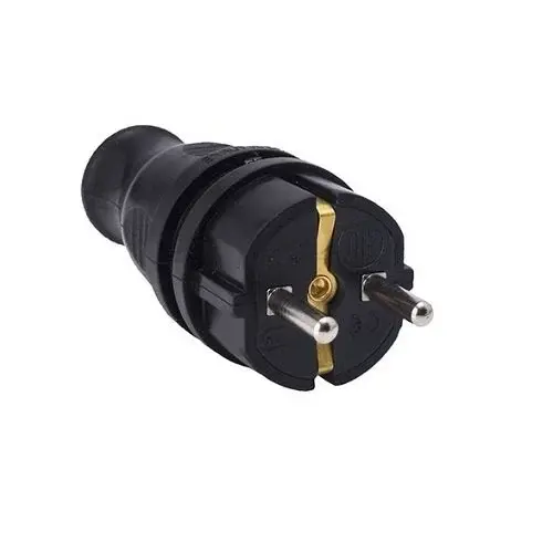 BYLION KEF-F Siyah Kauçuk Monofaze Düz Fiş IP44 F Tipi