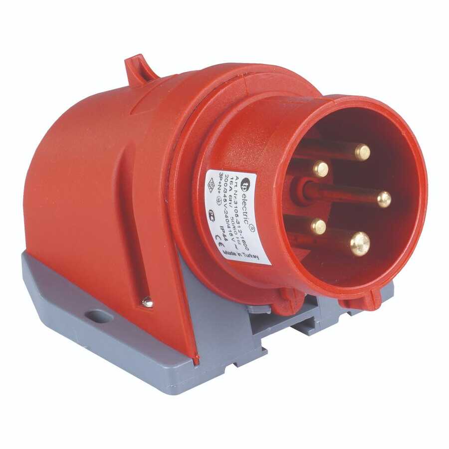 TPLAST CEE-5x32A/IP44-Y. Kapaklı Duvar Fişi (83x90)
