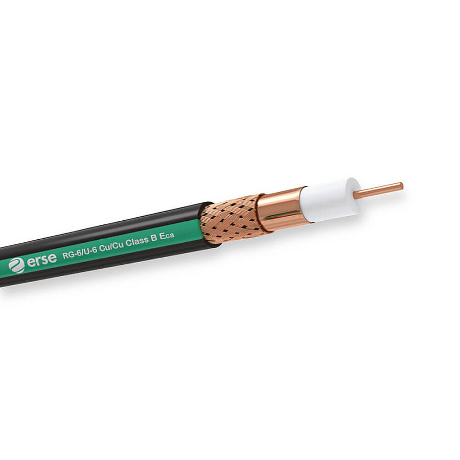 Erse CCTV-AL 1 COAX+2X0,22 mm² Rulo Kamera Kablosu Siyah Yeşil