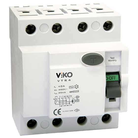 Viko - VTR4-32300 4x32A 300mA Ac Tip Kaçak Akım Rölesi