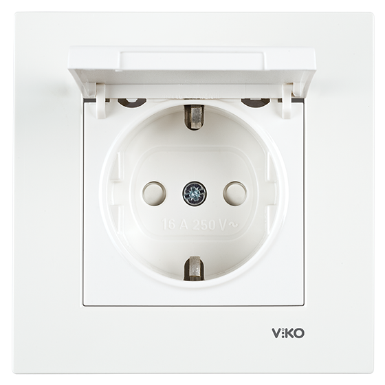 Viko Karre/Meridian Beyaz Kapaklı Topraklı Priz Mekanizma (Çerçeve Hariç)(Çocuk Korumalı) 90967012