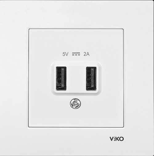 Viko Karre/Meridian Beyaz Usb 5V-2A (Çerçeve Hariç) 90967101