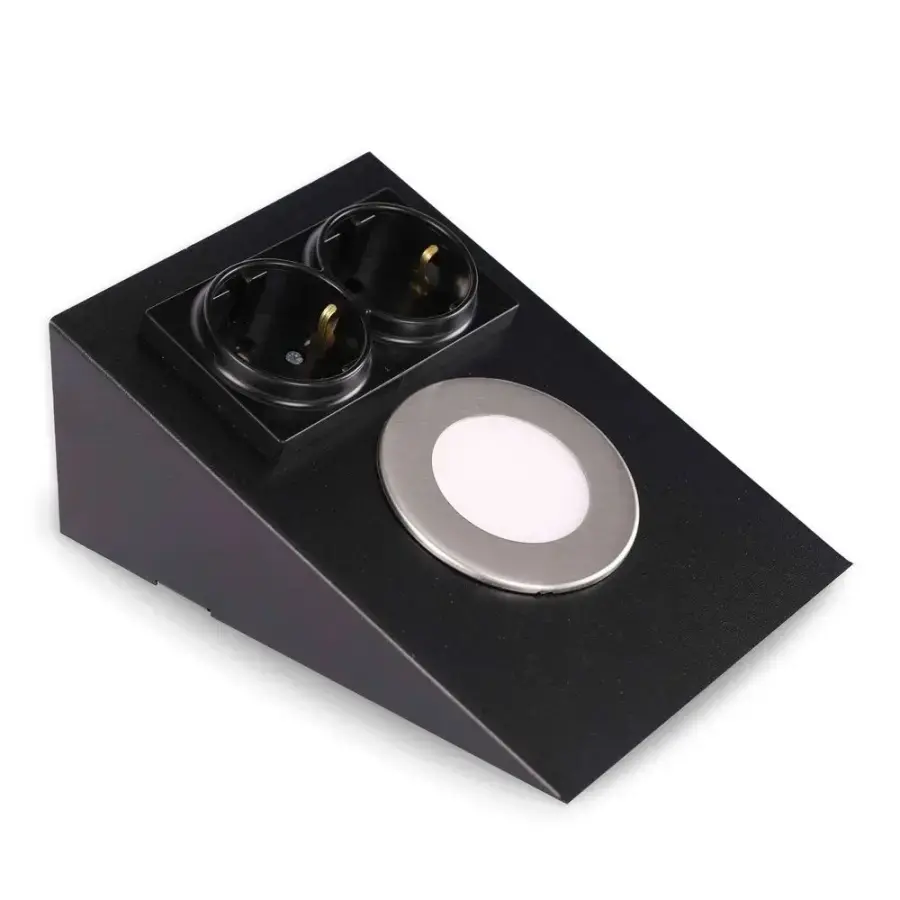 ACK AH11-00201 2,5W Ledli Prizli Tezgah Altı Armatür 6500K Beyaz Işık Siyah Kasa