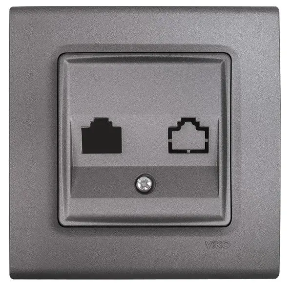Viko Linnera Life Granit Grisi İkili Data Jacksız Mekanizma + Kapak (Çerçeve Hariç) 90442081