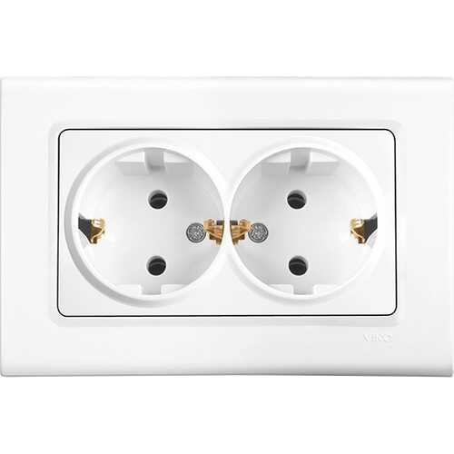Viko Linnera Beyaz İkili Topraklı Priz Mekanizma+Kapak (Çerçeve Hariç) 90440056