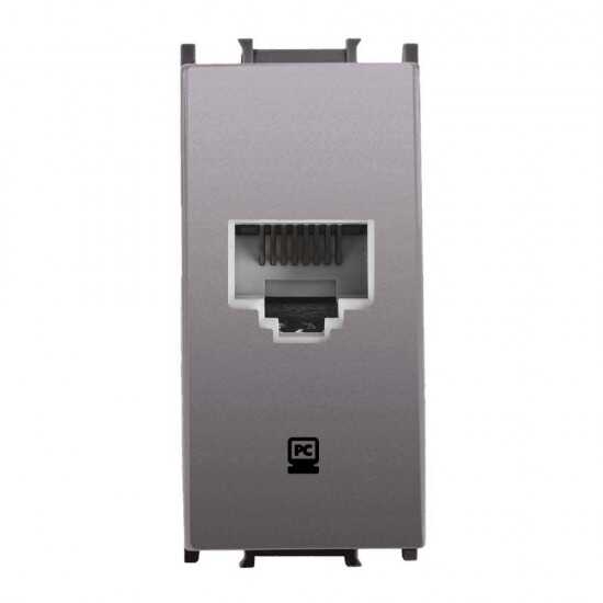 Viko Panasonic Thea Modüler Antrasit 1M Data Prizi Cat6 Mekanizma + Düğme/Kapak