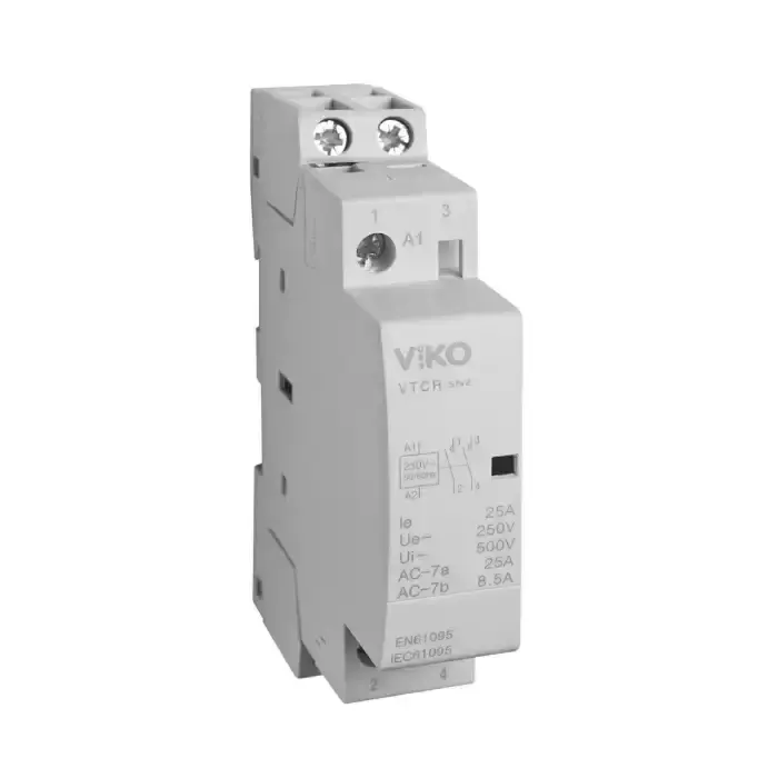 Viko - VTCR-25/11 Modüler 25A 1NO1NC 230V AC Kontaktör(Ray Tipi)