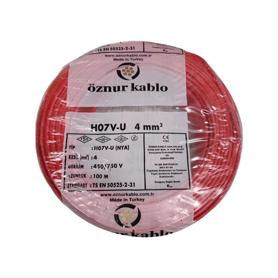 Öznur Nya Kablo 4 mm² Kırmızı ( H07v-U )