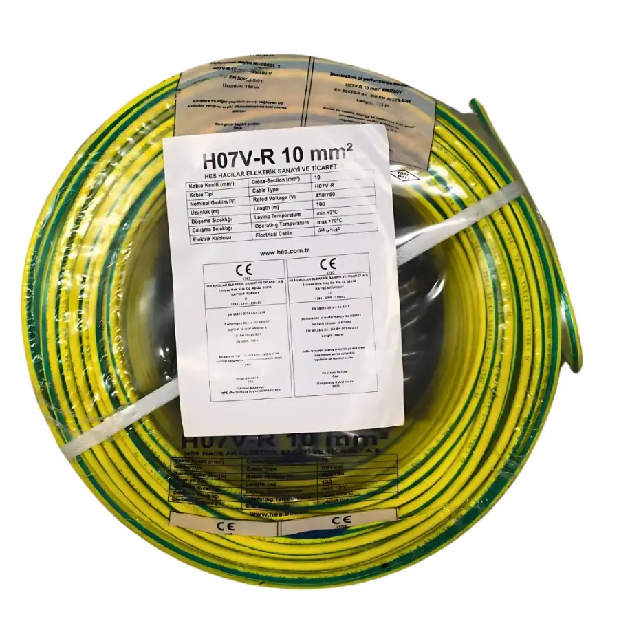 Hes Nya Kablo 10 mm² Sarıyeşil ( H07v-R )