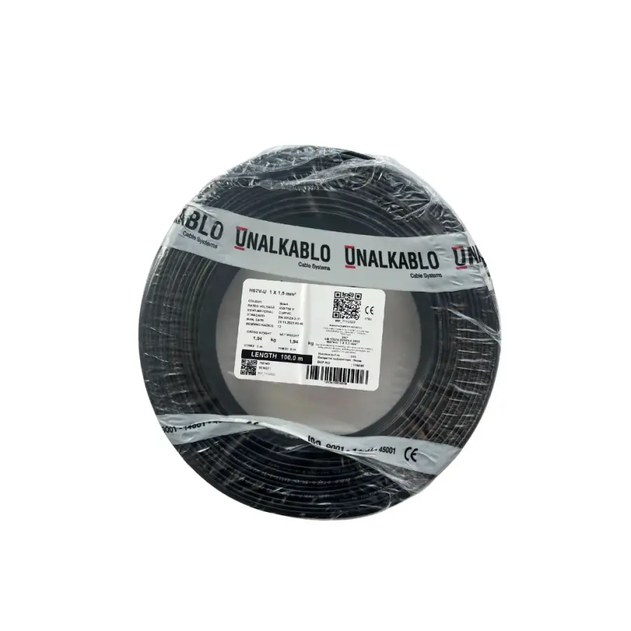 Ünal Nya Kablo 1,5 mm² Siyah ( H07V-U )