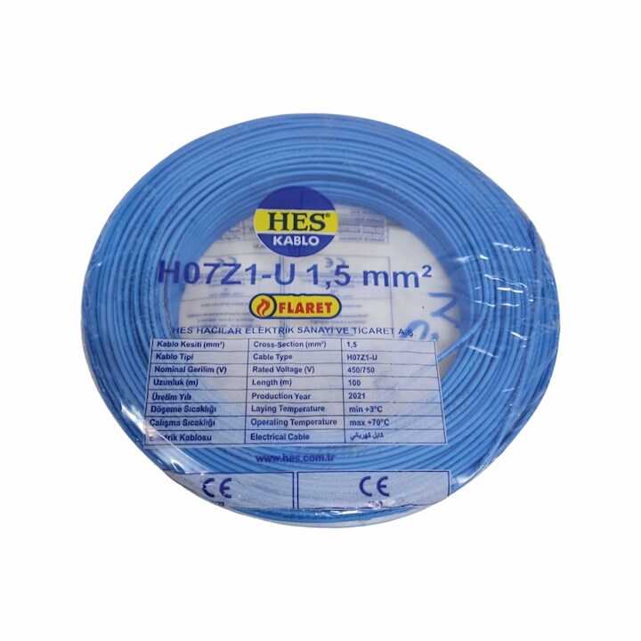 Hes Nya Kablo 1,5 Mm Mavi (H07z1-U) Halojen Free