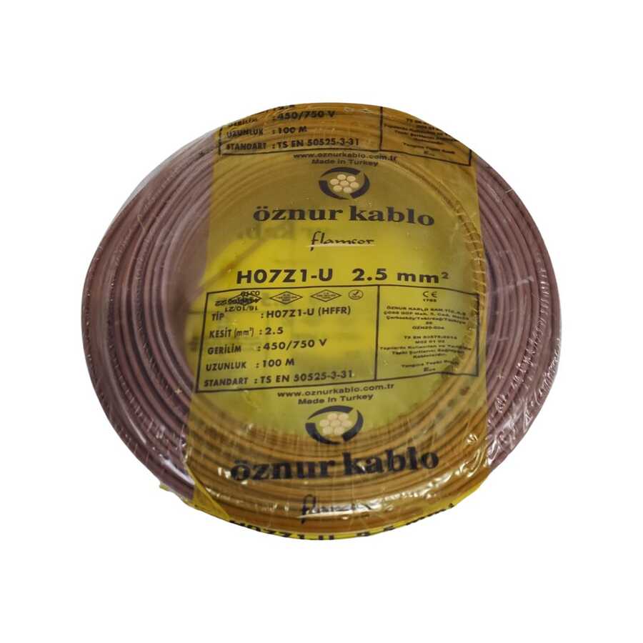 Öznur Nya Kablo 2,5mm Kahverengi (H07Z1-U) Halojen Free