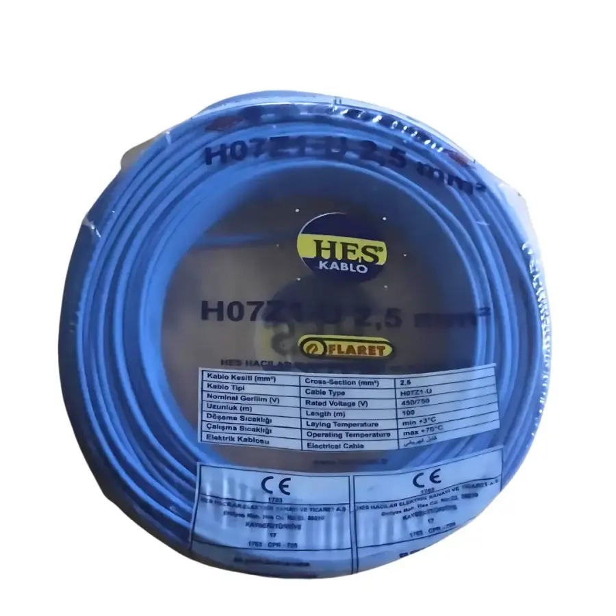 Hes Nya Kablo 2,5 Mm Mavi (H07z1-U) Halojen Free