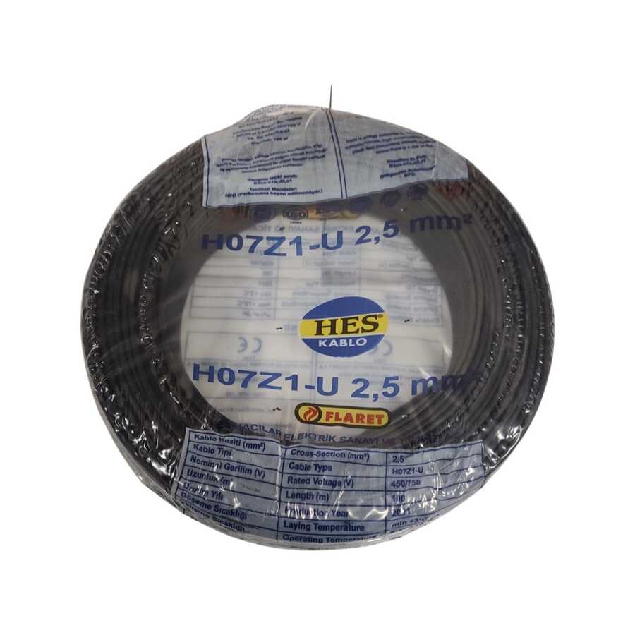 Hes Nya Kablo 2,5 Mm Siyah (H07z1-U) Halojen Free