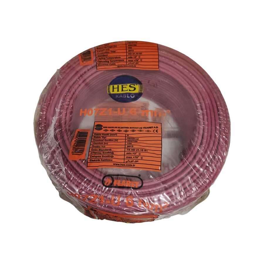 Hes Nya Kablo 6 Mm Kırmızı (H07z1-U) Halojen Free