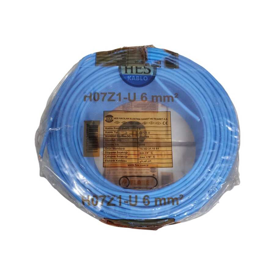 Hes Nya Kablo 6 Mm Mavi (H07z1-U) Halojen Free