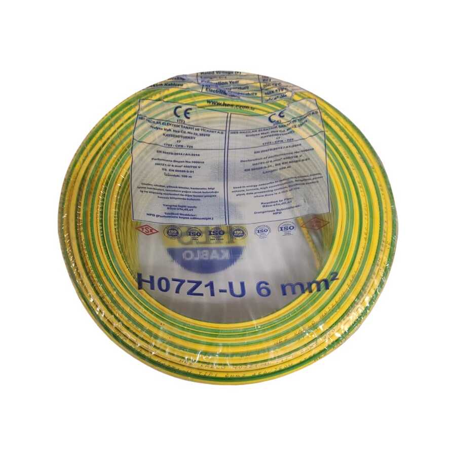 Hes Nya Kablo 6 Mm Sarıyeşil (H07z1-U) Halojen Free