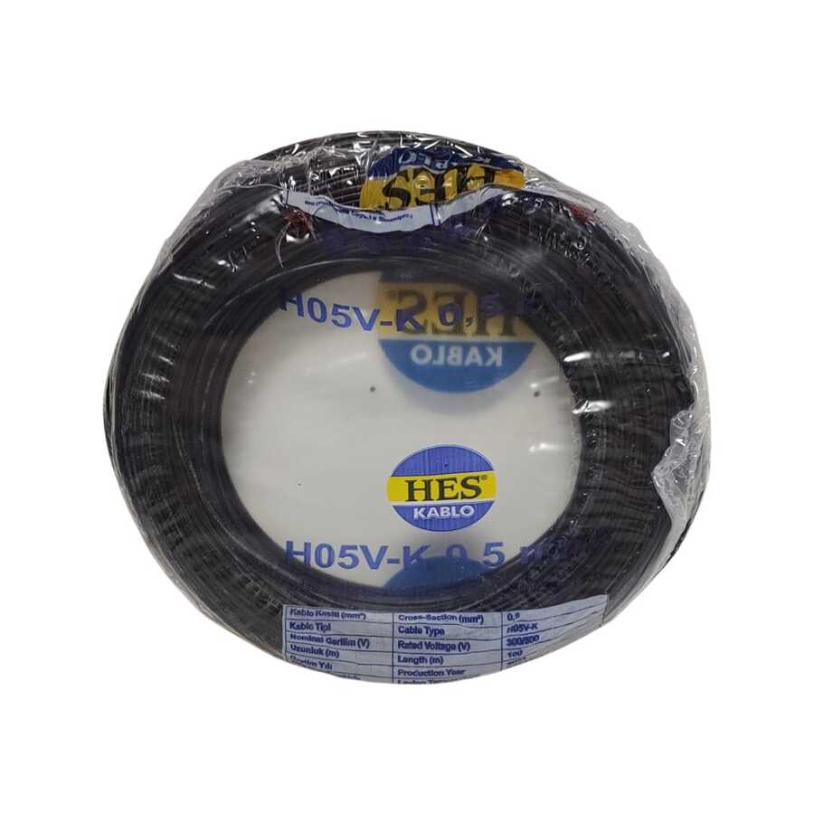 Hes Nyaf Kablo 0,50 mm² Siyah ( H05v-K )