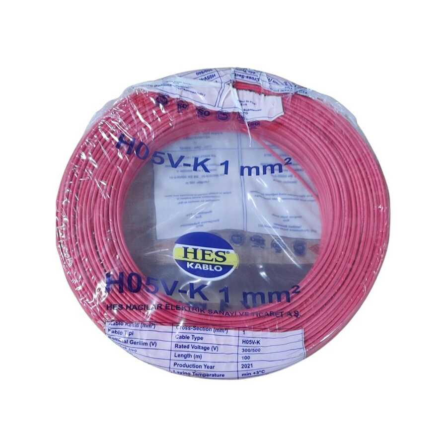 Hes Nyaf Kablo 1 mm² Kırmızı ( H05v-K )