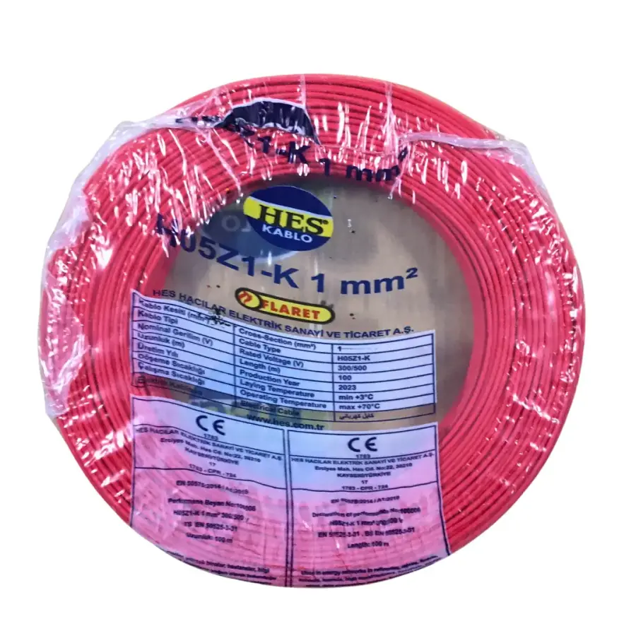 Hes Nyaf Kablo 1 Mm Kırmızı (H05z1-K) Halojen Free