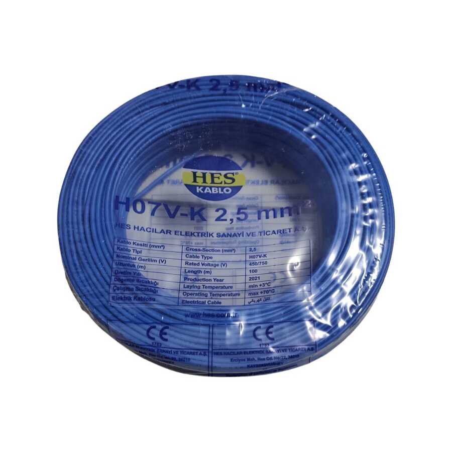 Hes Nyaf Kablo 2,5 mm² Mavi ( H07v-K )