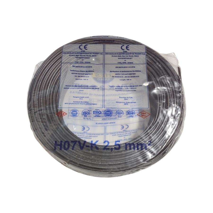 Hes Nyaf Kablo 2,5 mm² Siyah ( H07v-K )