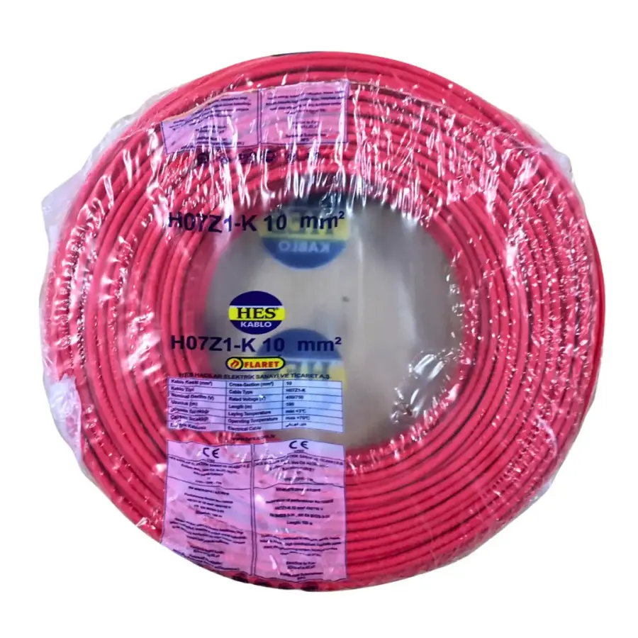 Hes 10 Mm Nyaf Kablo Kırmızı (H07z1-K) Halojen Free