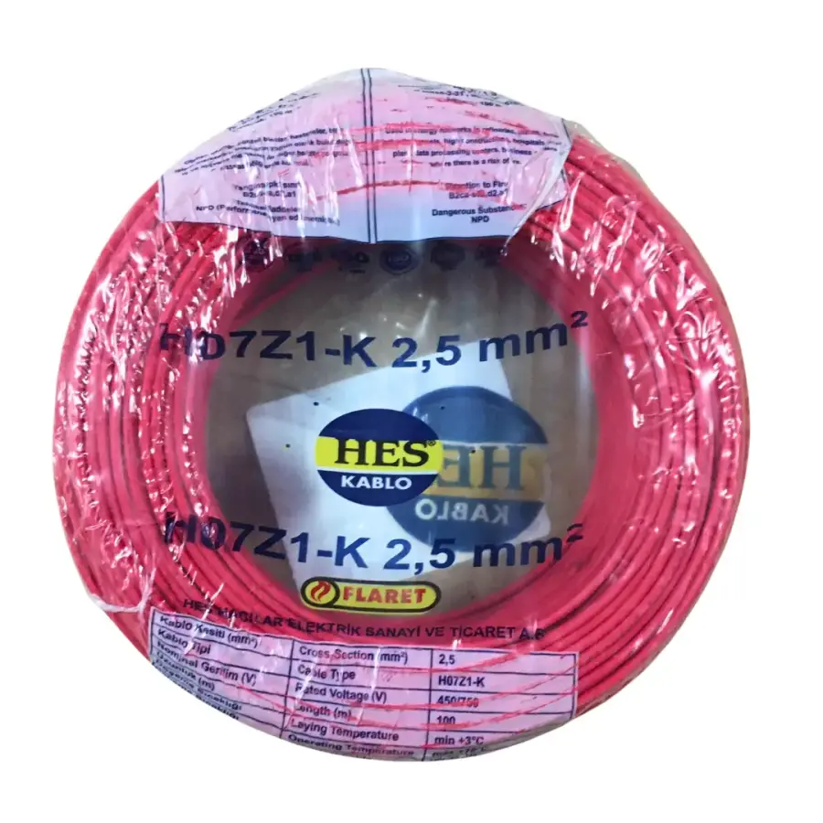 Hes Nyaf Kablo 2,5 Mm Kırmızı ( H07z1-K ) Halojen Free