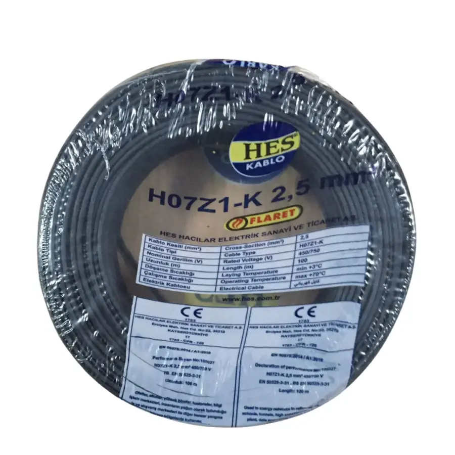 Hes Nyaf Kablo 2,5 Mm Siyah (H07z1-K) Halojen Free