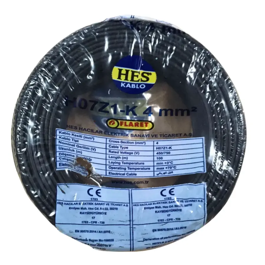 Hes Nyaf Kablo 4 Mm Siyah (H07z1-K) Halojen Free
