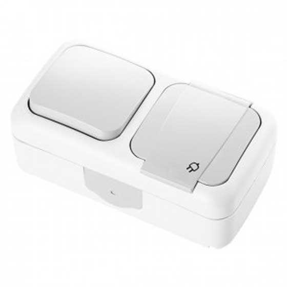 Viko Palmiye Beyaz Anahtar+Topraklı Priz Kombine Yatay 90555481