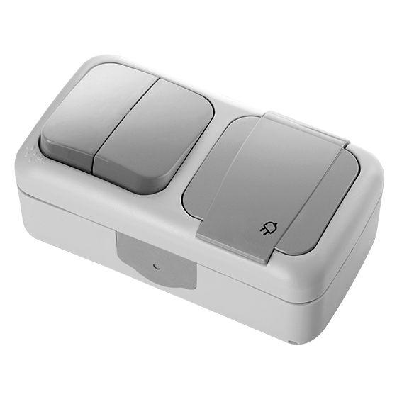 Viko Palmiye Gri Komütatör+Topraklı Priz Ç.B. Kombine Yatay 90555582