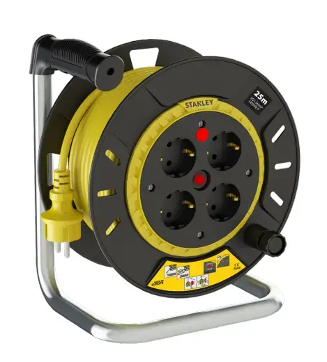 STANLEY 3X1,5 TTR IP20 Plastik Seyyar Makara 25 Metre Kablo Optimal 4 Soketli