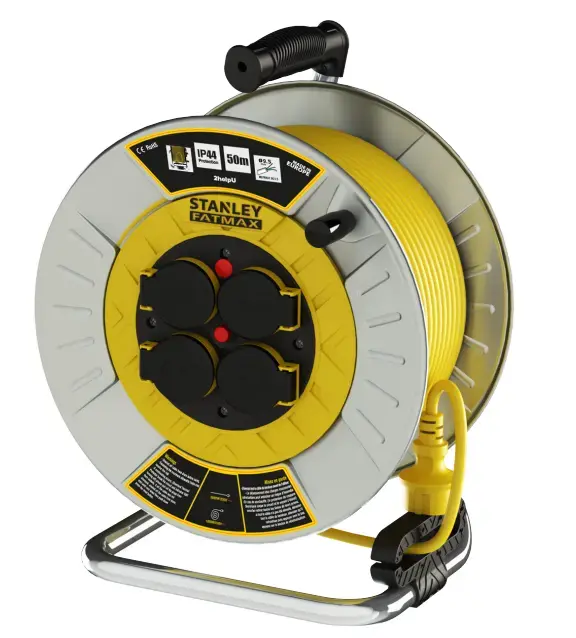 STANLEY 3X1,5 50 Metre TTR IP44 Metal Seyyar Makara 4 Soketli