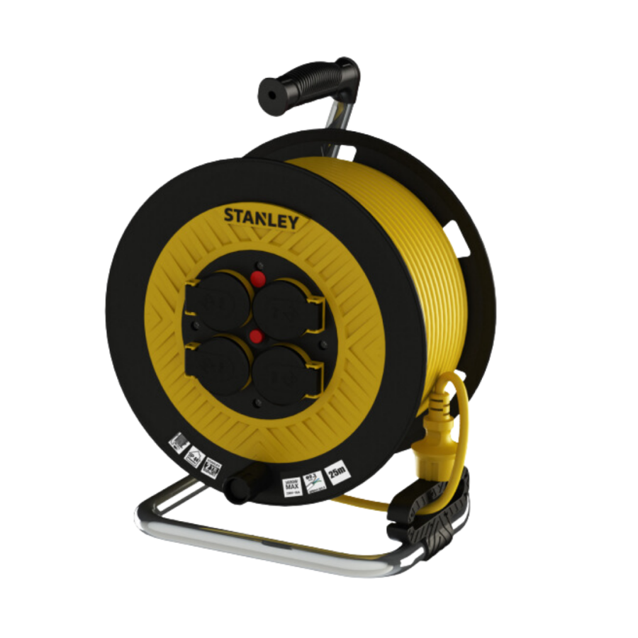 Stanley 3X2,5 25 Metre TTR IP44 Plastik Seyyar Makara 4 Soketl
