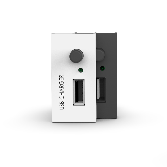 Tem 22.5x45mm USB Şarj Cihazı Type A 2A (Siyah)